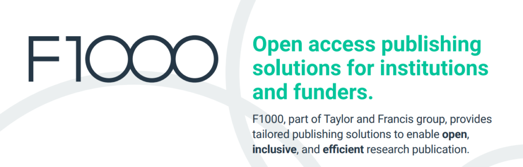 F1000 Publishing Solutions 'Open access publishing solutions for institutions and funders' white banner