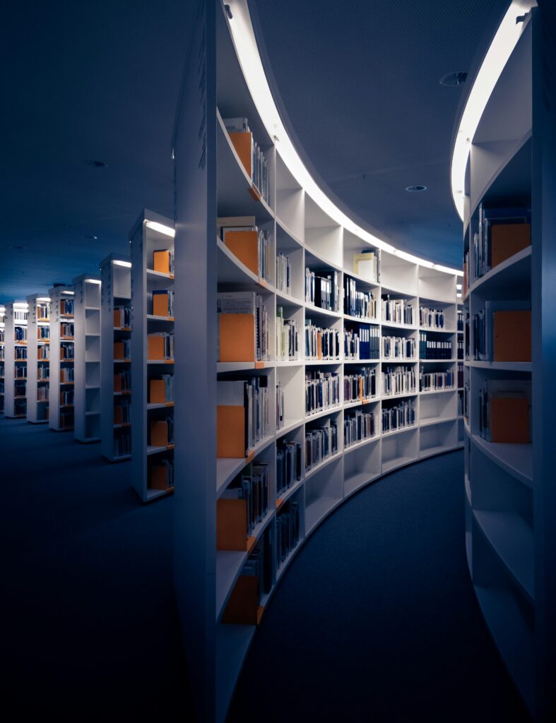 Curved bookshelves