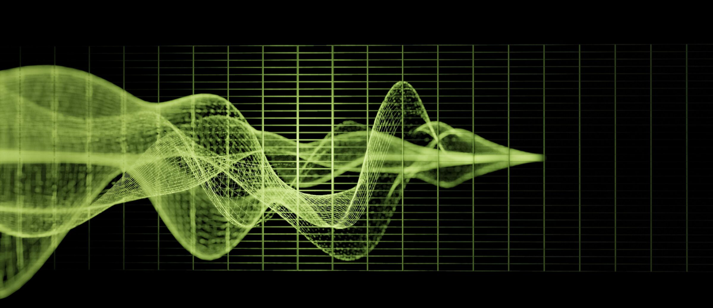 Abstract visualization of ultrasound waves with different frequency or wavelength