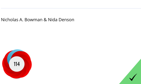 Nicholas A. Bowman & Nida Denson Altmetric Badge 114