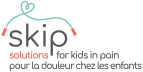 The logo for SKIP (Solutions for Kids in Pain). It shows a jump rope above the word "skip", which tangles up into a heart shape.