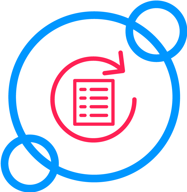 Document with circular arrow. 