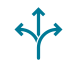 Three arrows pointing in different directions icon.