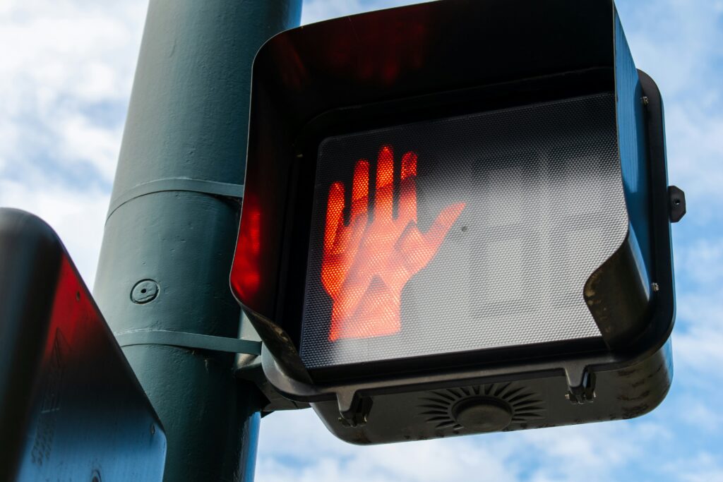 Pedestrian stop light. 